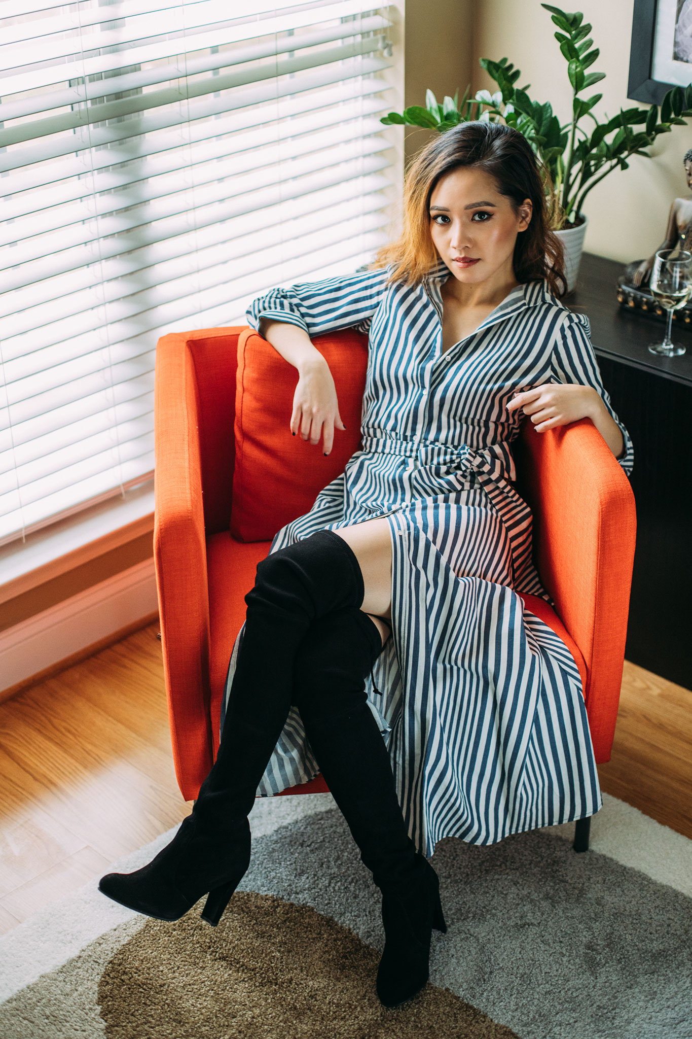 Life Lessons From the Last 30 Years | le-jolie.com | Zara Stripe Maxi Dress, Stuart Weitzman Over The Knee Boots, Stuart Weitzman Highland Boots, Shirt Dress, Casual Style, Asian Blogger, Charlotte Fashion Blogger