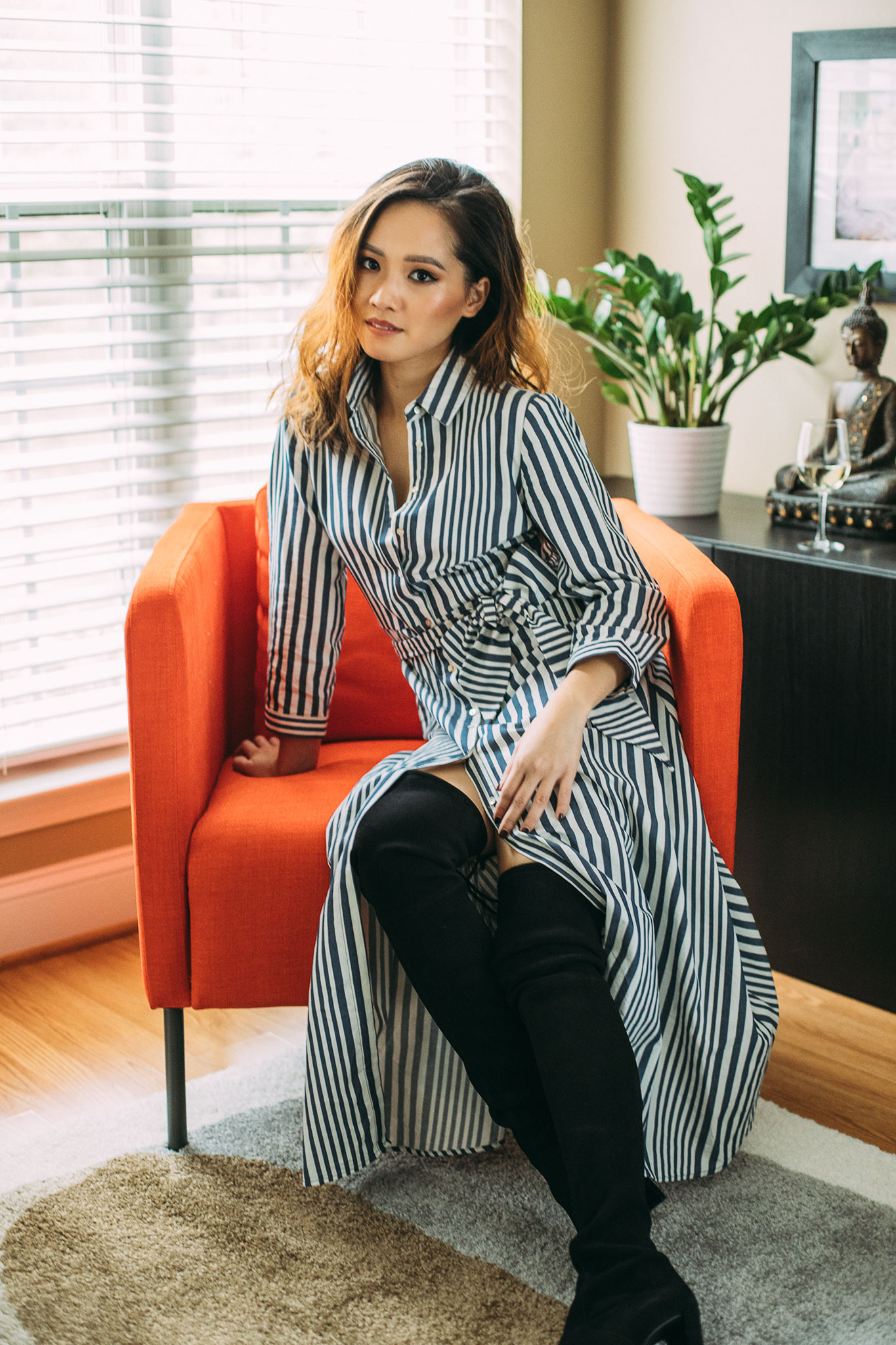 Life Lessons From the Last 30 Years | le-jolie.com | Zara Stripe Maxi Dress, Stuart Weitzman Over The Knee Boots, Stuart Weitzman Highland Boots, Shirt Dress, Casual Style, Asian Blogger, Charlotte Fashion Blogger